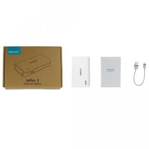 Romoss SOFUN 3 DC5V 2.1A 7800 mAh Harici Batarya (K�l�f Hediye)