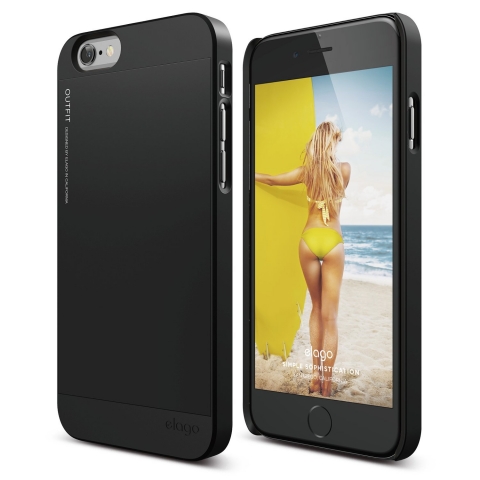 elago S6 iPhone 6 Outfit Alminyum ve Polikarbonat ift Korumal Klf-Siyah