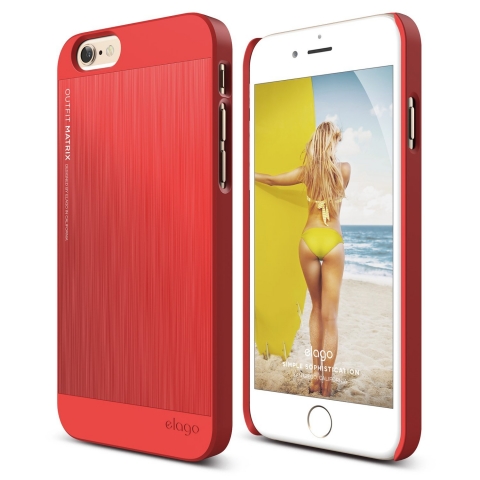elago S6 iPhone 6 Outfit Matrix Alminyum ve Polikarbonat ift Korumal Klf-Extreme Red
