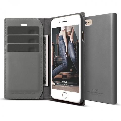 elago S6 iPhone 6 Wallet Case Limited Edition + HD Profesyonel Ekran Koruyucu-Koyu Gr