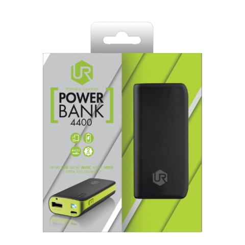 URBAN REVOLT Powerbank 4400mAh Tanabilir arj Cihaz (Siyah/Sar)