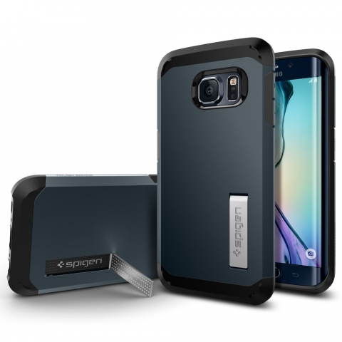 Spigen Galaxy S6 Edge Case Tough Armor-Metal Slate