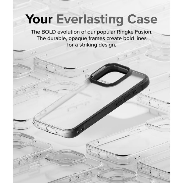 Ringke Fusion Bold Serisi Apple iPhone 15 Pro Max Klf-Matte Black