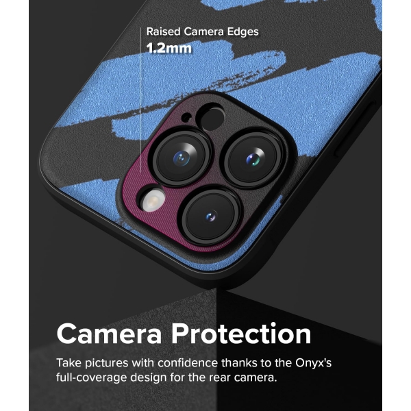 Ringke Onyx Design Serisi Apple iPhone 15 Pro Max Klf-Blue Brush