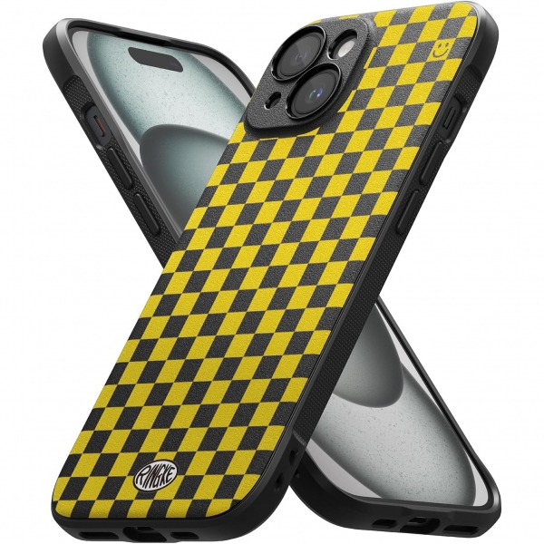 Rin gke Onyx Design iPhone 15 Klf-Checkerboard Yellow