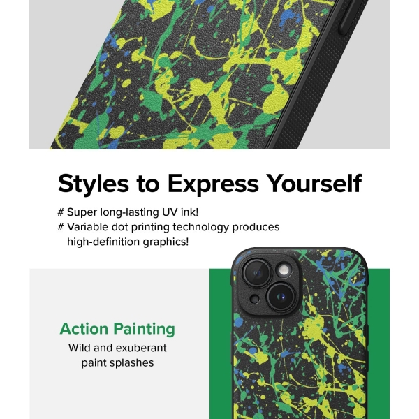Ringke Onyx Design Serisi Apple iPhone 15 Klf-Action Painting
