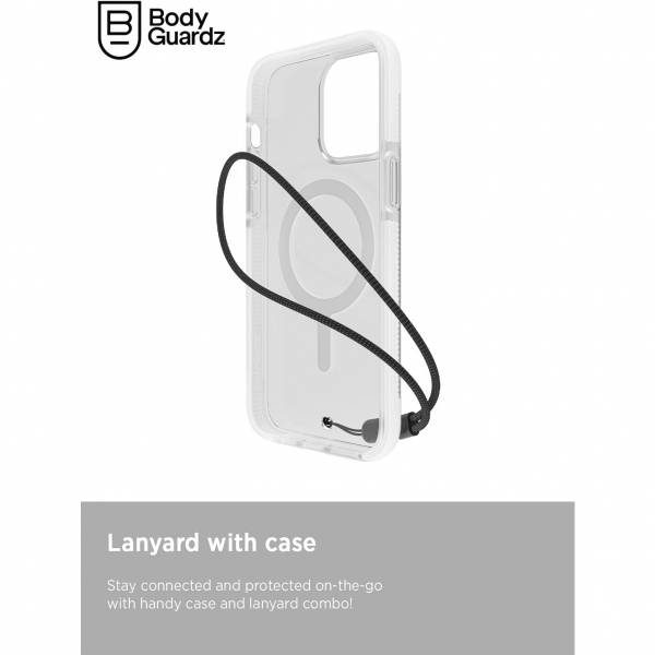 BodyGuardz Ace Pro Serisi Apple iPhone 15 Pro MagSafe Uyumlu Klf -Clear White