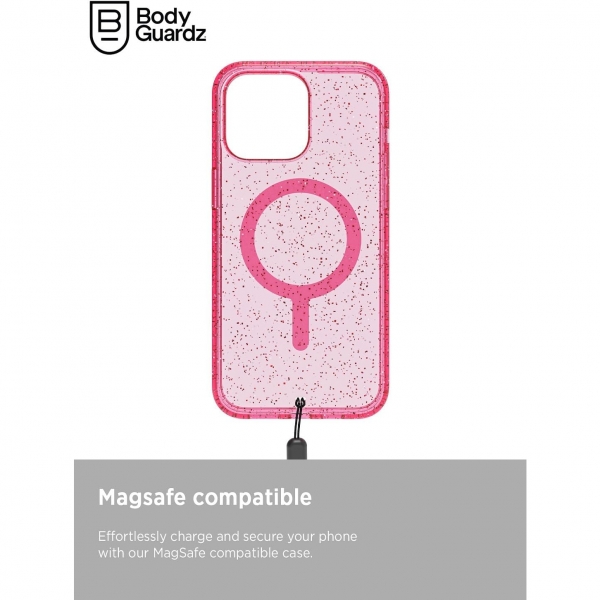 BodyGuardz Carve Serisi Apple iPhone 15 Pro effaf Klf-Pink Glitter