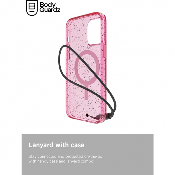 BodyGuardz Carve Serisi Apple iPhone 15 Pro effaf Klf-Pink Glitter