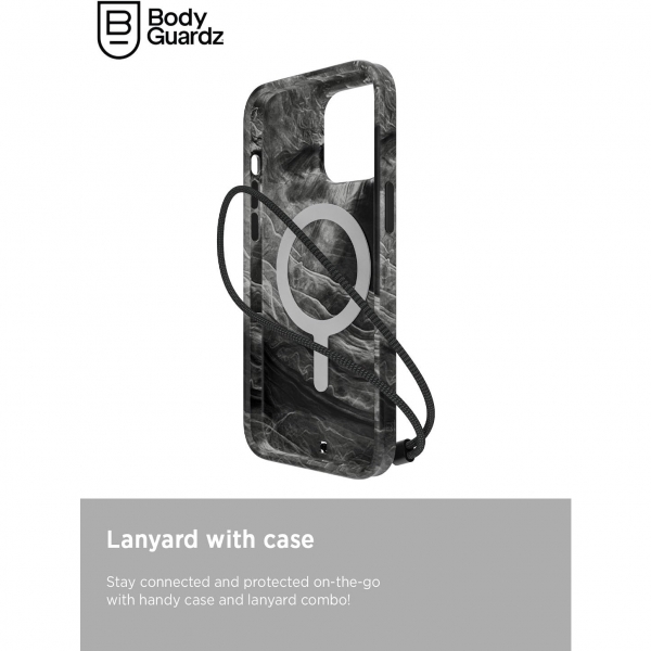 BodyGuardz Carve Marble Serisi Apple iPhone 15 Pro Klf(MIL-STD-810G)-Black