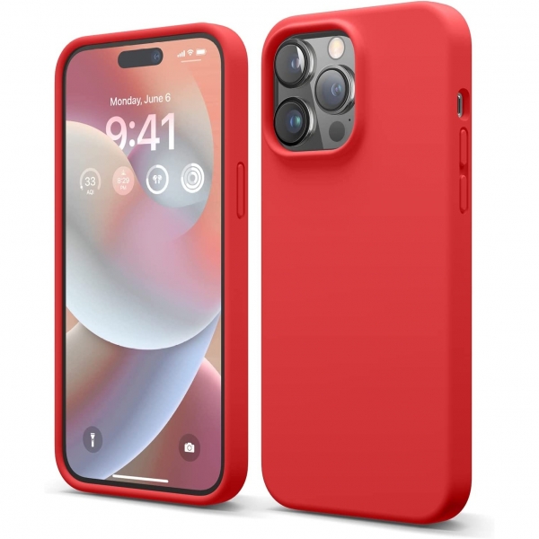 elago Apple iPhone 15 Pro Silikon Klf-Red