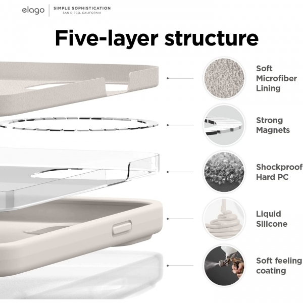 elago MagSafe Apple iPhone 15 Pro Silikon Klf-Stone