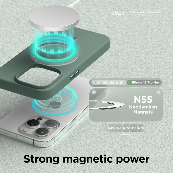elago MagSafe Apple iPhone 15 Pro Silikon Klf-Midnight Green