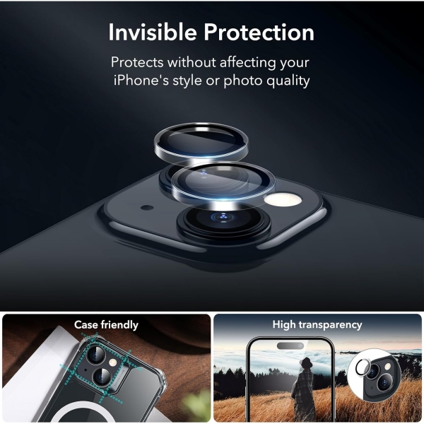 ESR Privacy Apple iPhone 15 Plus Temperli Cam Ekran ve Kamera Koruyucu Seti(4 Adet)