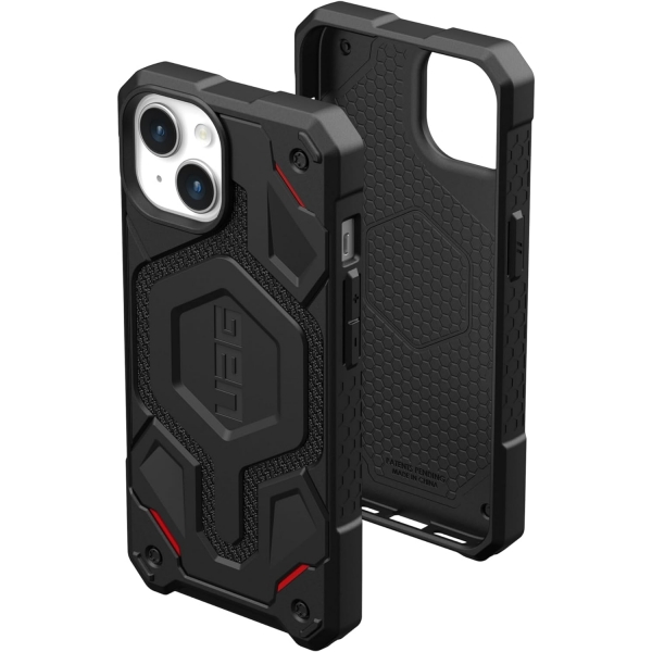 UAG Monarch Pro Serisi Apple iPhone 15 Plus MagSafe Uyumlu Darbeye Dayankl Klf (MIL-STD-810G)-Kevlar Black