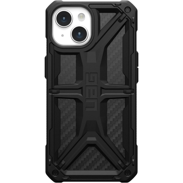 UAG Monarch Serisi Apple iPhone 15 Plus Darbeye Dayankl Bumper Klf (MIL-STD-810G)-Carbon Fiber