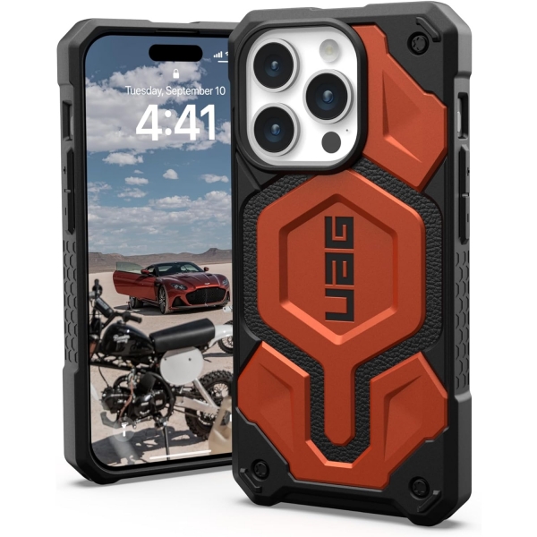 UAG Monarch Pro Serisi iPhone 15 Pro Max MagSafe Uyumlu Darbeye Dayankl Klf (MIL-STD-810G)-Rust