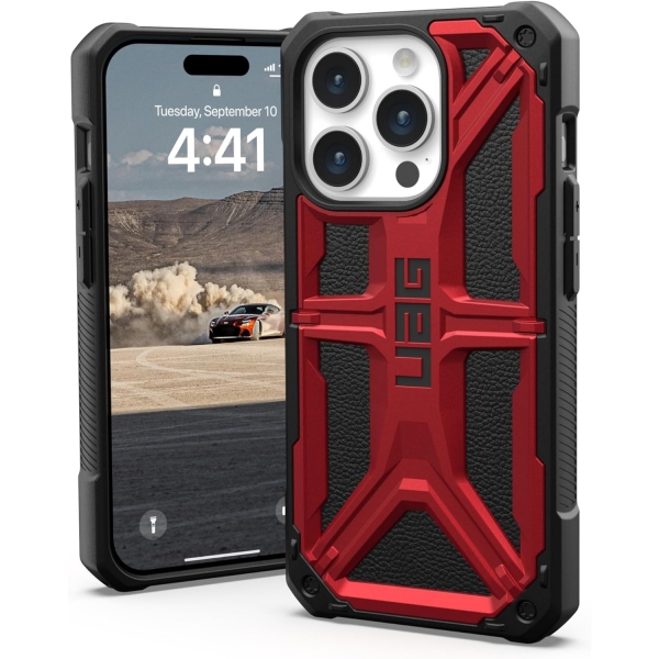 UAG Monarch Serisi Apple iPhone 15 Pro Max Darbeye Dayankl Bumper Klf (MIL-STD-810G)-Crimson