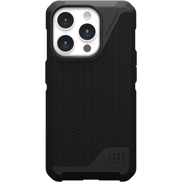 UAG Metropolis Serisi Apple iPhone 15 Pro Max Darbeye Dayankl Czdan Klf (MIL-STD-810G)-Kevlar Black