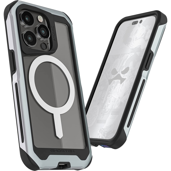 Ghostek Atomic Slim Serisi iPhone 15 Klf (MIL-STD-810G)-Silver