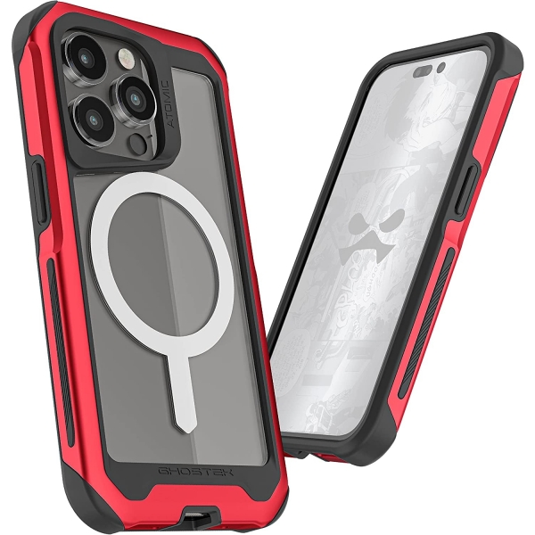 Ghostek Atomic Slim Serisi iPhone 15 Plus Klf (MIL-STD-810G)-Red