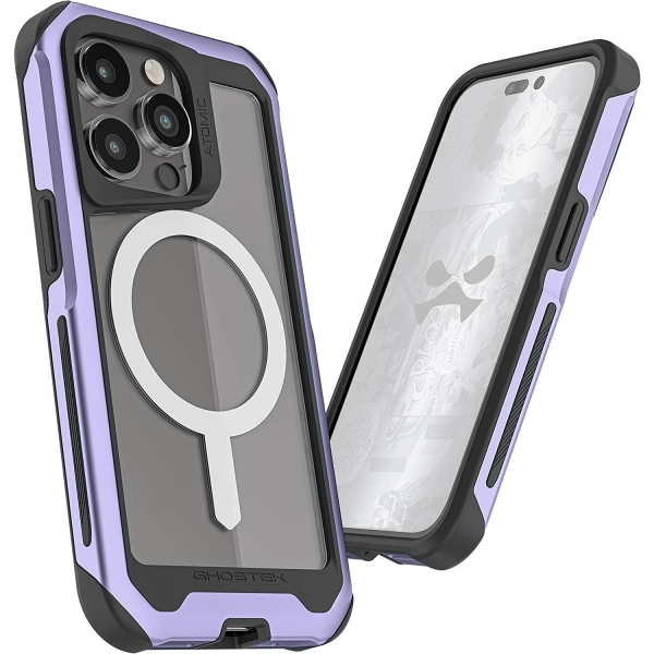 Ghostek Atomic Slim Serisi iPhone 15 Pro Klf (MIL-STD-810G)-Purple