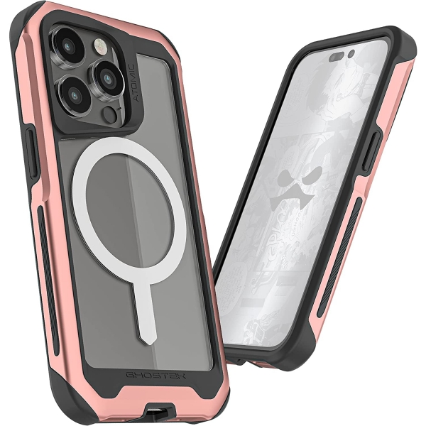 Ghostek Atomic Slim Serisi iPhone 15 Pro Max Klf (MIL-STD-810G)-Pink