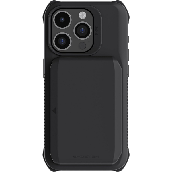 Ghostek EXEC Serisi iPhone 15 Pro Max Manyetik Czdan Klf (MIL-STD-810G)-Black