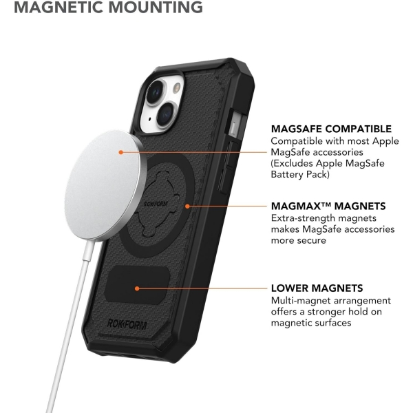 Rokform Rugged Serisi iPhone 15 Plus Manyetik Klf (MIL-STD-810G)-Black