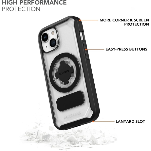 Rokform Rugged Serisi iPhone 15 Plus Manyetik Klf (MIL-STD-810G)-Clear