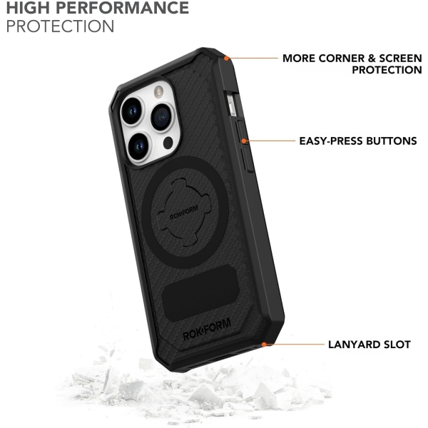 Rokform Rugged Serisi iPhone 15 Pro Max Manyetik Klf (MIL-STD-810G)-Black