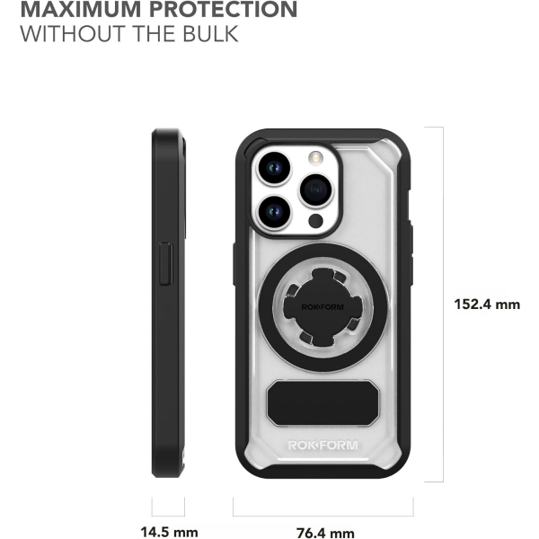 Rokform Rugged Serisi iPhone 15 Pro Max Manyetik Klf (MIL-STD-810G)-Clear