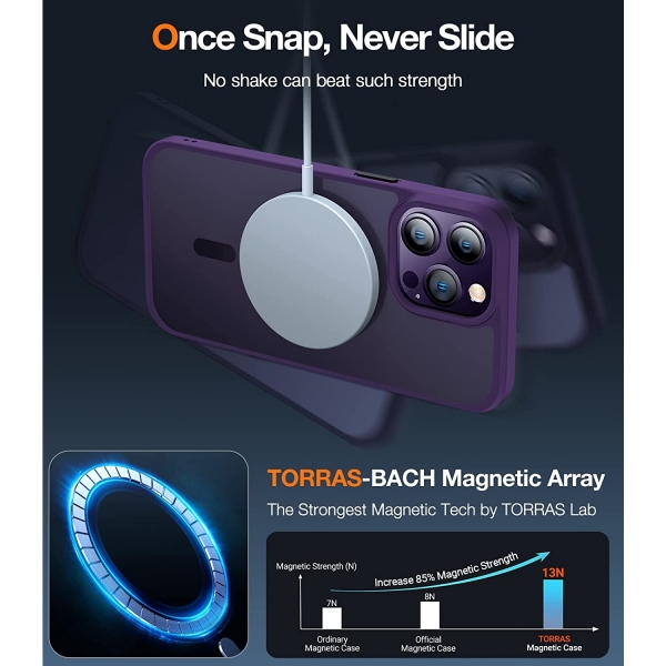 TORRAS Apple iPhone 15 Pro Darbeye Dayankl MagSafe Uyumlu Klf-Purple