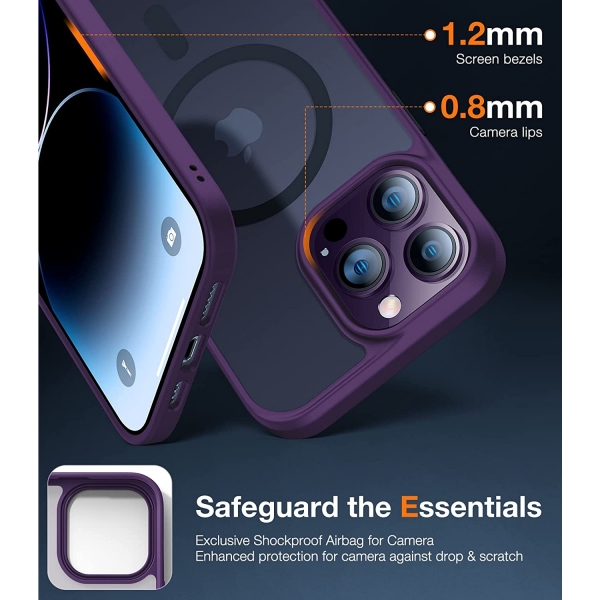 TORRAS Apple iPhone 15 Pro Max Darbeye Dayankl MagSafe Uyumlu Klf-Purple