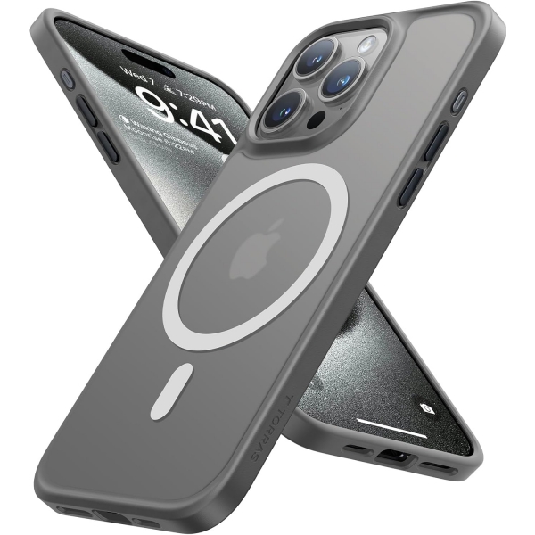 TORRAS Apple iPhone 15 Pro Max Darbeye Dayankl MagSafe Uyumlu Klf-Natural Titanium