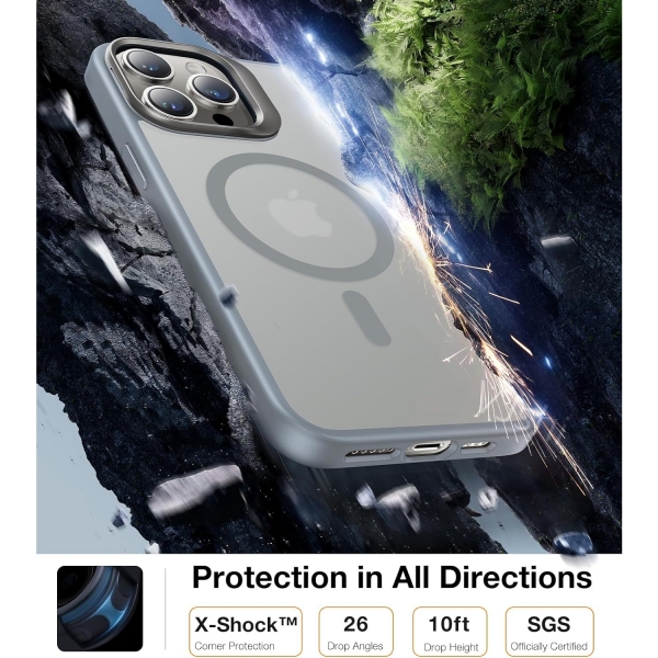 TORRAS Lstand Serisi Apple iPhone 15 Pro Max MagSafe Uyumlu Klf-Grey