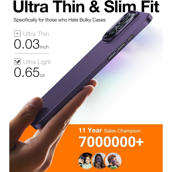 TORRAS OriginFit Serisi Apple iPhone 15 Pro Max Slim Fit Klf-Purple
