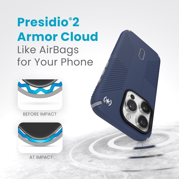 Speck Apple iPhone 15 Pro Max Presidio2 Grip Serisi Klf (MIL-STD-810G)-Blue
