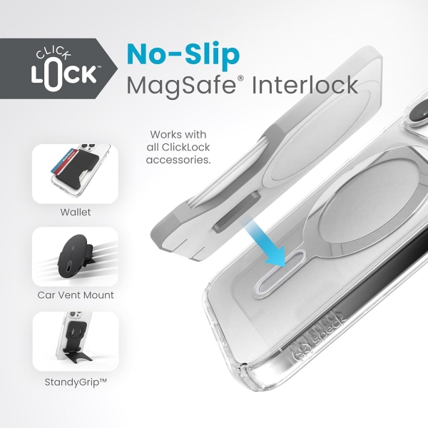 Speck Apple iPhone 15 Pro Max ClickLock Serisi Klf (MIL-STD-810G)-Clear