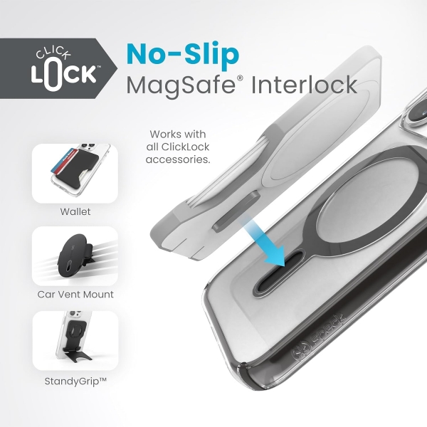 Speck Apple iPhone 15 Pro Max ClickLock Serisi Klf (MIL-STD-810G)-Frosted Black