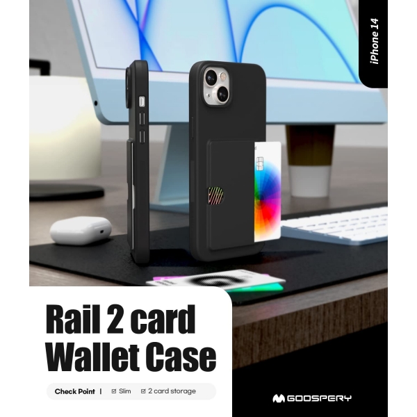 Goospery Rail Serisi Apple iPhone 15 Czdan Klf-Black