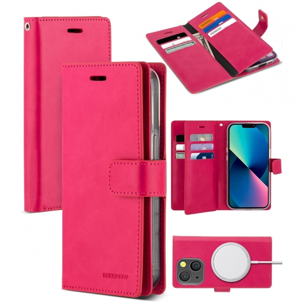 Goospery Mansoor Serisi Apple iPhone 15 Pro Czdan Klf-Hot Pink