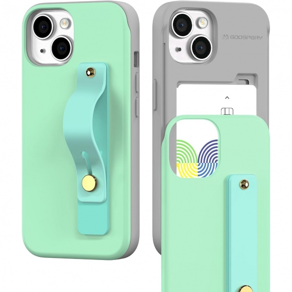 Goospery SlideTok Serisi Apple iPhone 15 Pro Czdan Klf-Mint