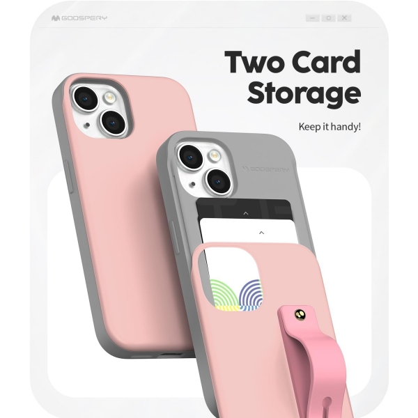 Goospery SlideTok Serisi Apple iPhone 15 Pro Czdan Klf-Pink