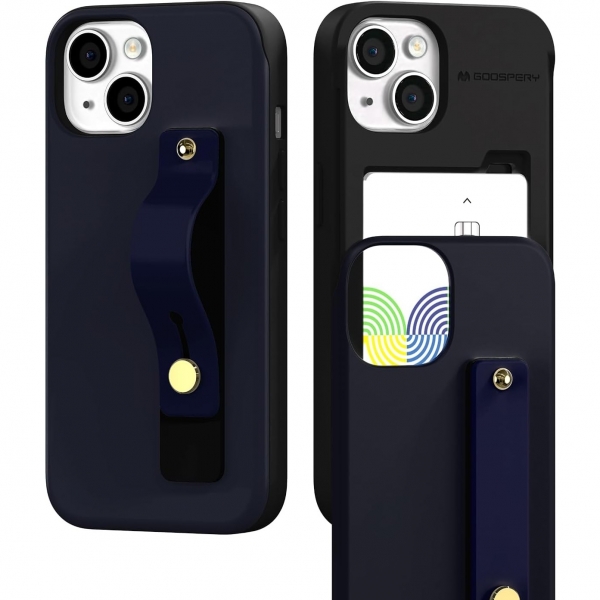 Goospery SlideTok Serisi Apple iPhone 15 Pro Czdan Klf-Navy