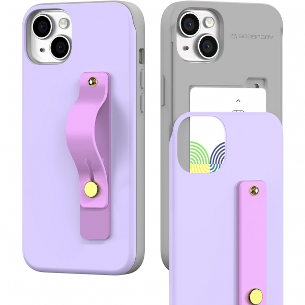 Goospery SlideTok Serisi Apple iPhone 15 Pro Czdan Klf-Purple