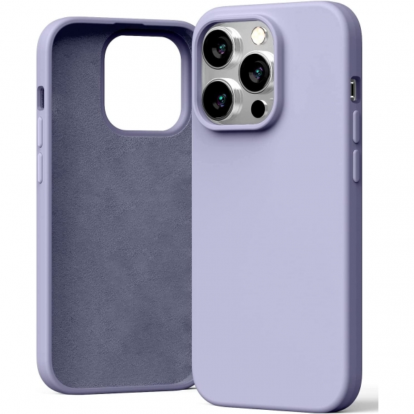 Goospery Liquid Silicone iPhone 15 Pro Max Darbeye Dayankl Klf-Lavender Gray