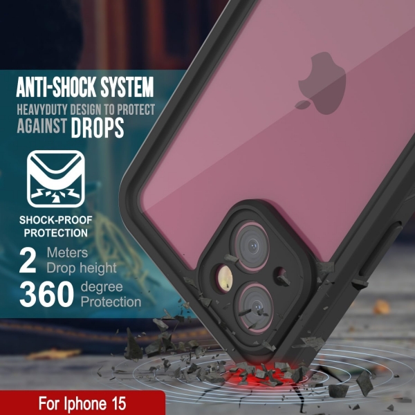 Punkcase Extreme Mag Serisi Apple iPhone 15 Pro Su Geirmez Klf -Black