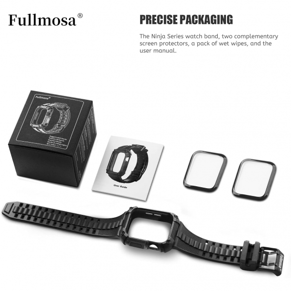 Fullmosa Apple Watch Serisi 9/8/7 Uyumlu Kay(45mm)-Black