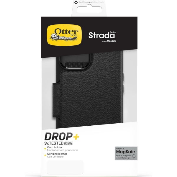 OtterBox Strada Folio iPhone 15 Pro Max Czdan Klf -Black